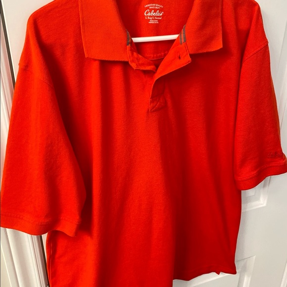 Cabelas Mens Orange/Red Polo Shirt - Size L (Like New) - Picture 2 of 7